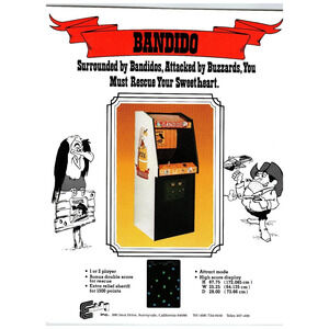 1970s Bandido Arcade Game Flyer Exidy Sunnyvale CA Vintage Ephemera